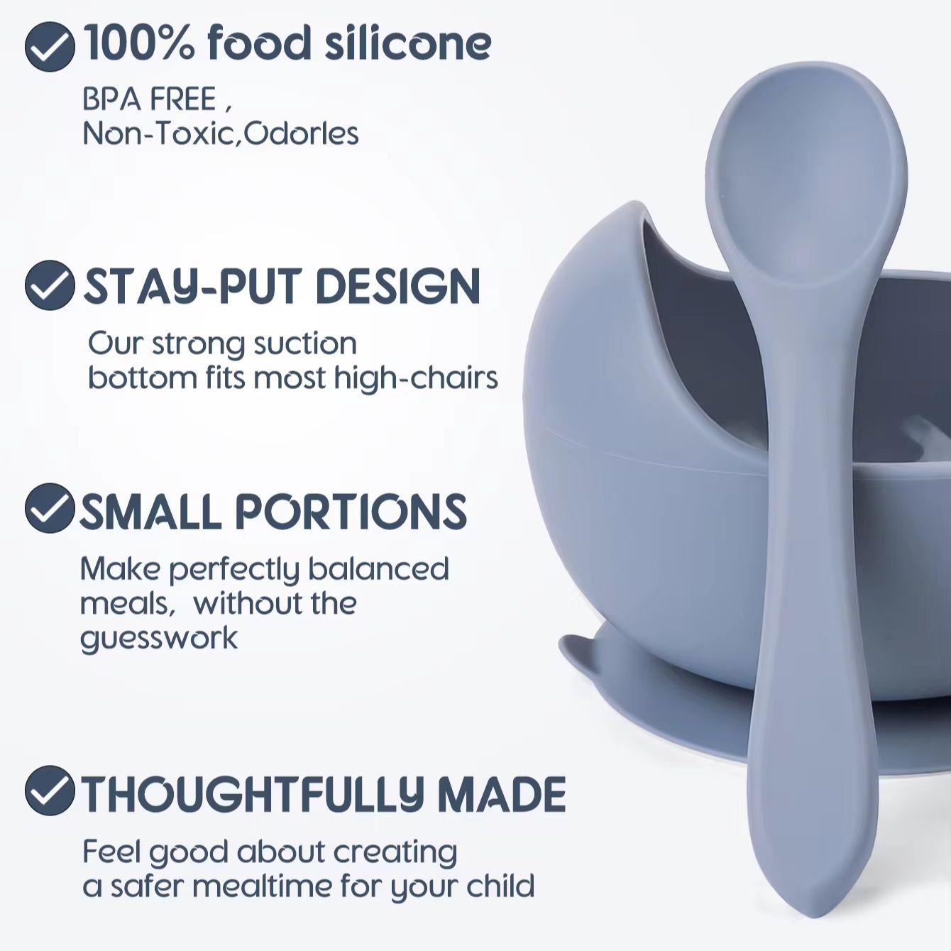 2PC Silicone Sucker Bowl Feedi - Baby Led Weaning Set recension och pris