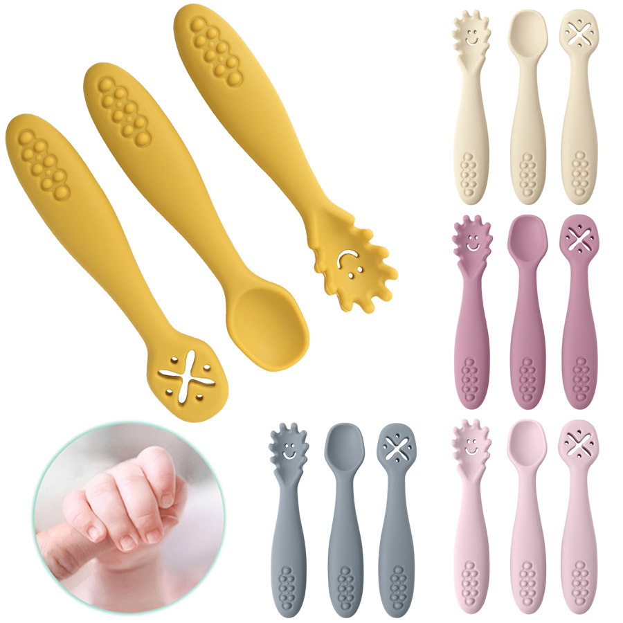 3PCS Silicone Spoon Fork For B - Baby Led Weaning Set recension och pris